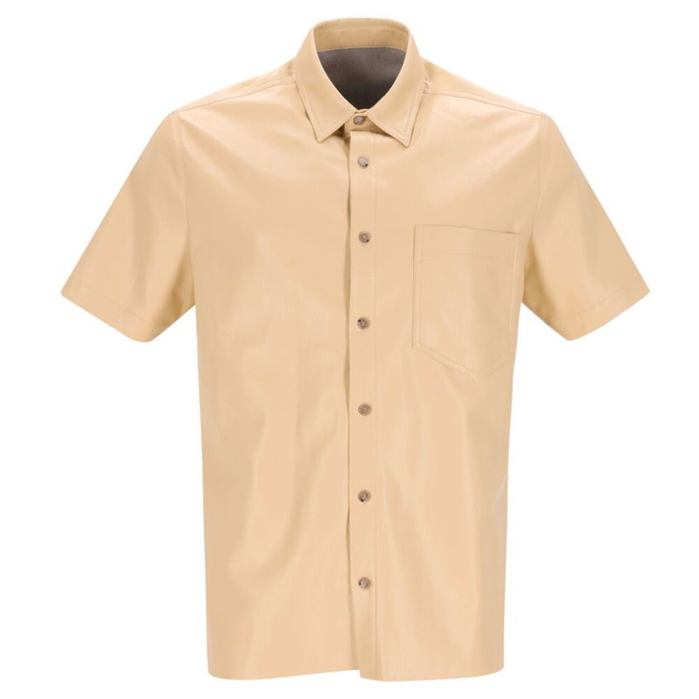 Nanushka Osmo Shirt in Beige Faux Leather